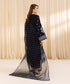 Women's Unstitched Black Cotton Karandi Three Piece Suit